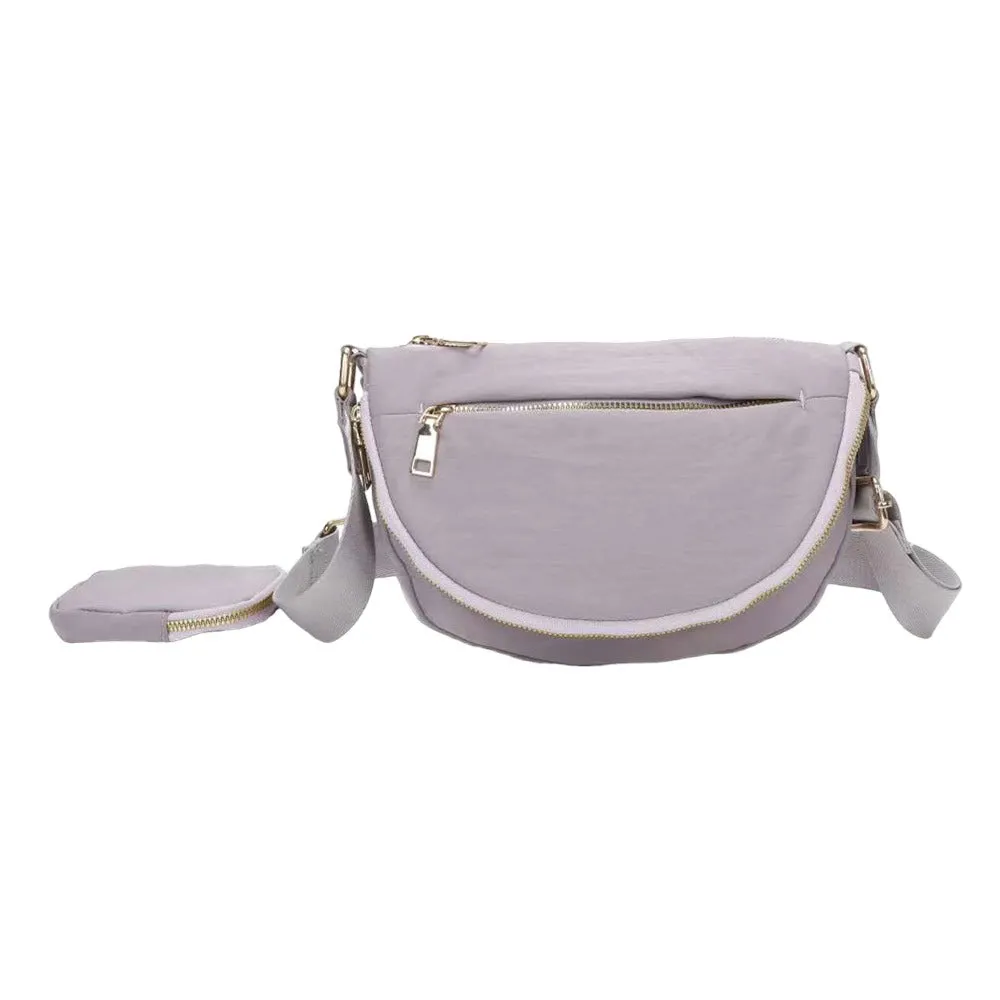 Half Round Solid Nylon Crossbody Bag