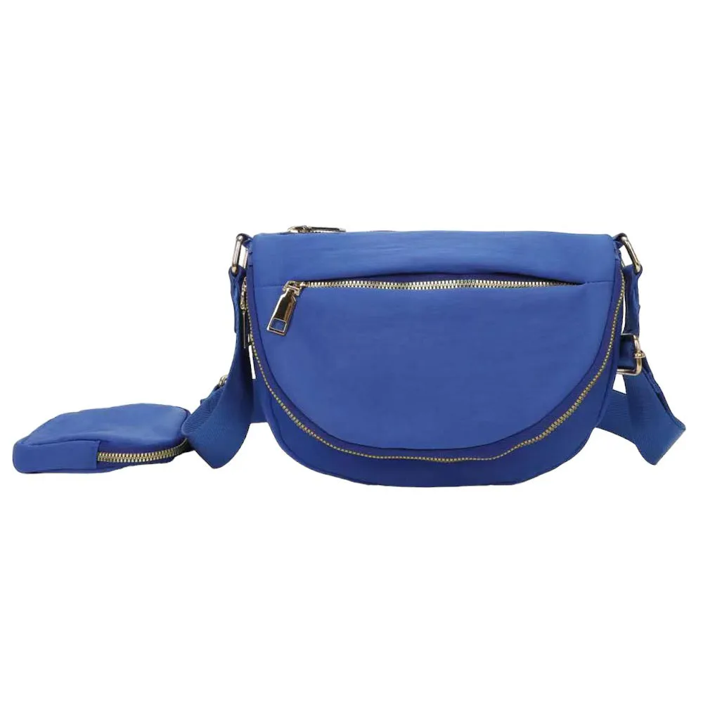 Half Round Solid Nylon Crossbody Bag