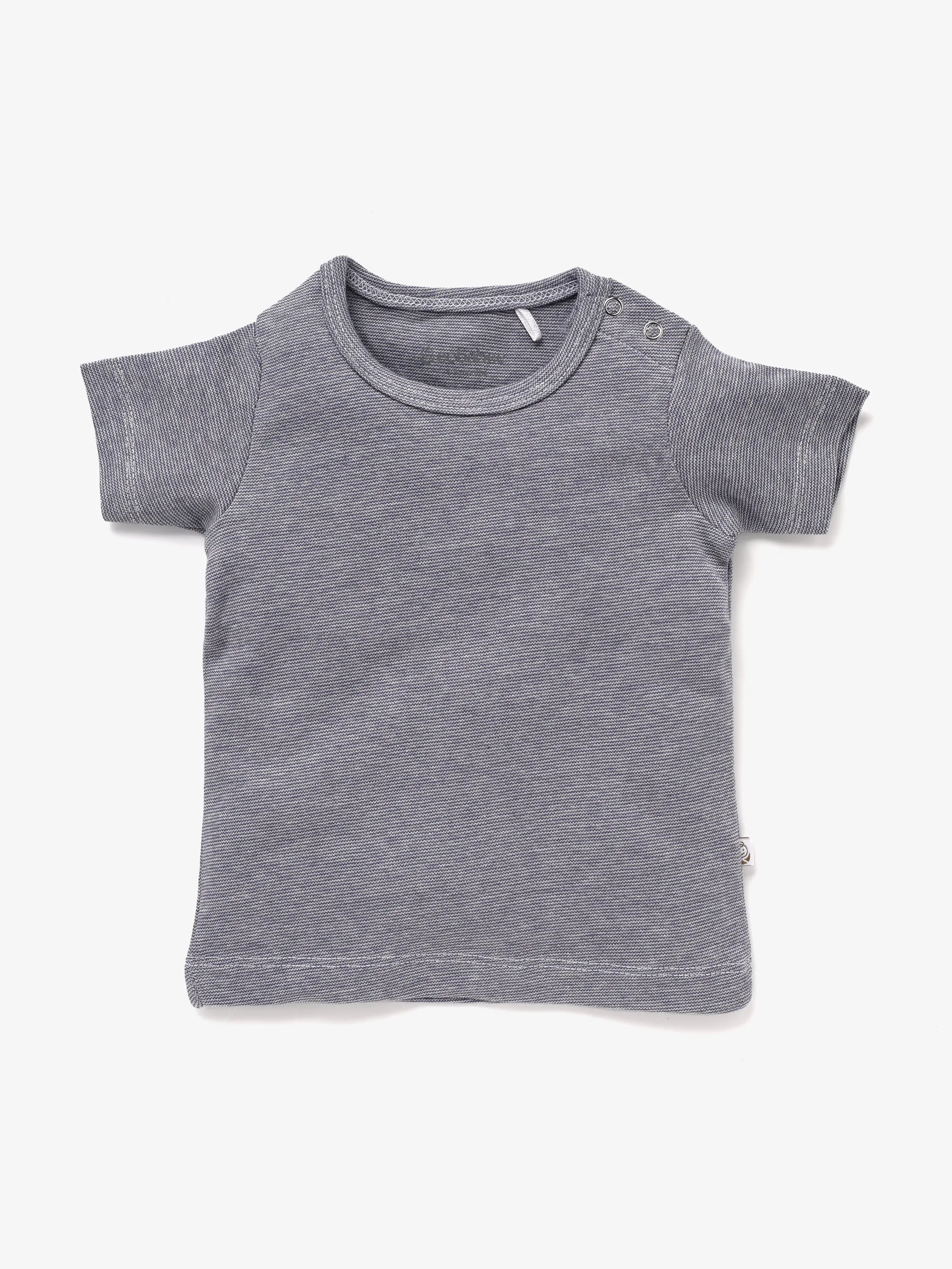 Half sleeve plain grey little boys stripe t-shirt for baby