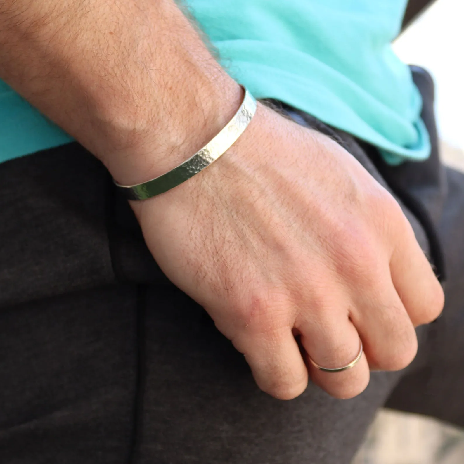 Hammered Sterling Silver Bracelet - Hidden Message Cuff