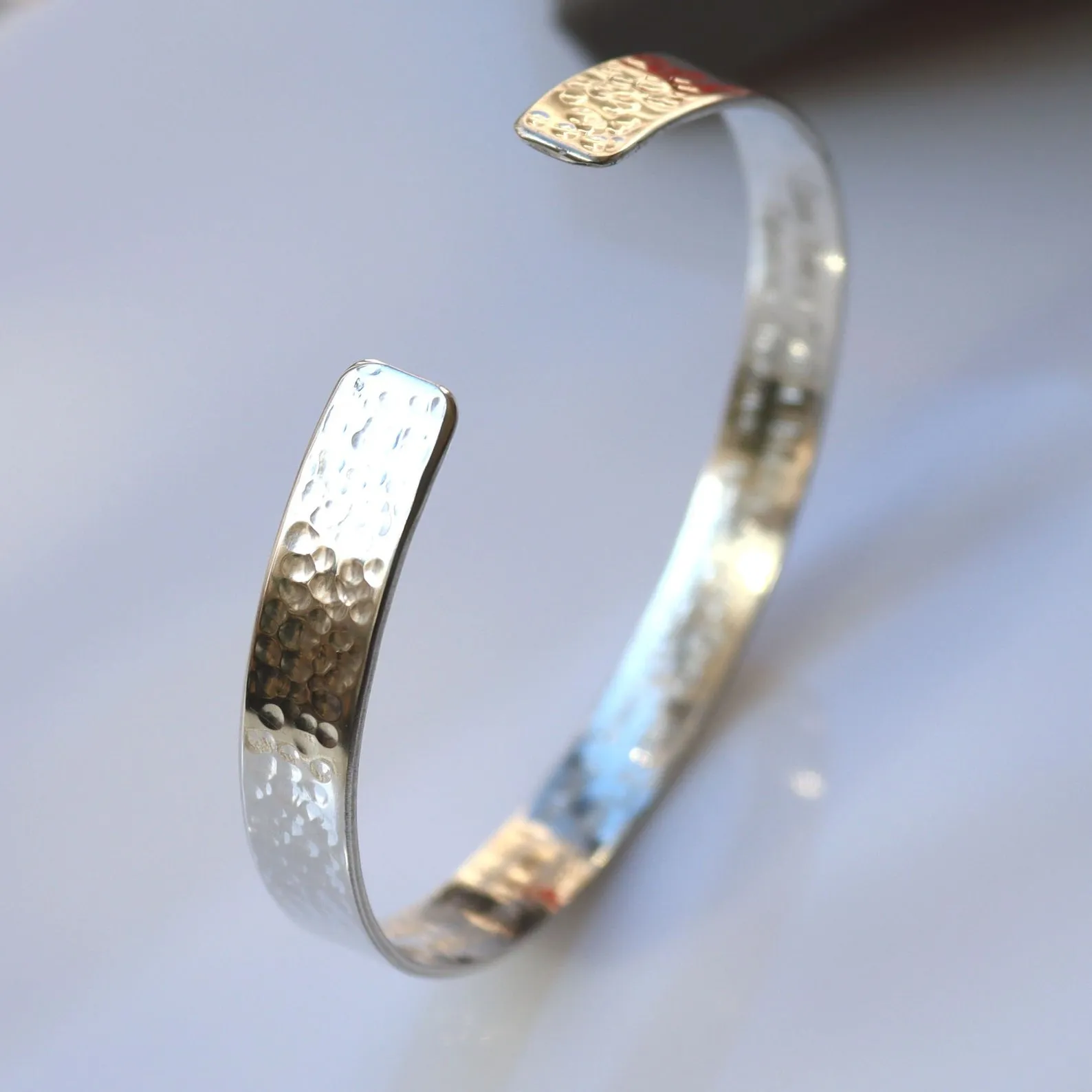 Hammered Sterling Silver Bracelet - Hidden Message Cuff