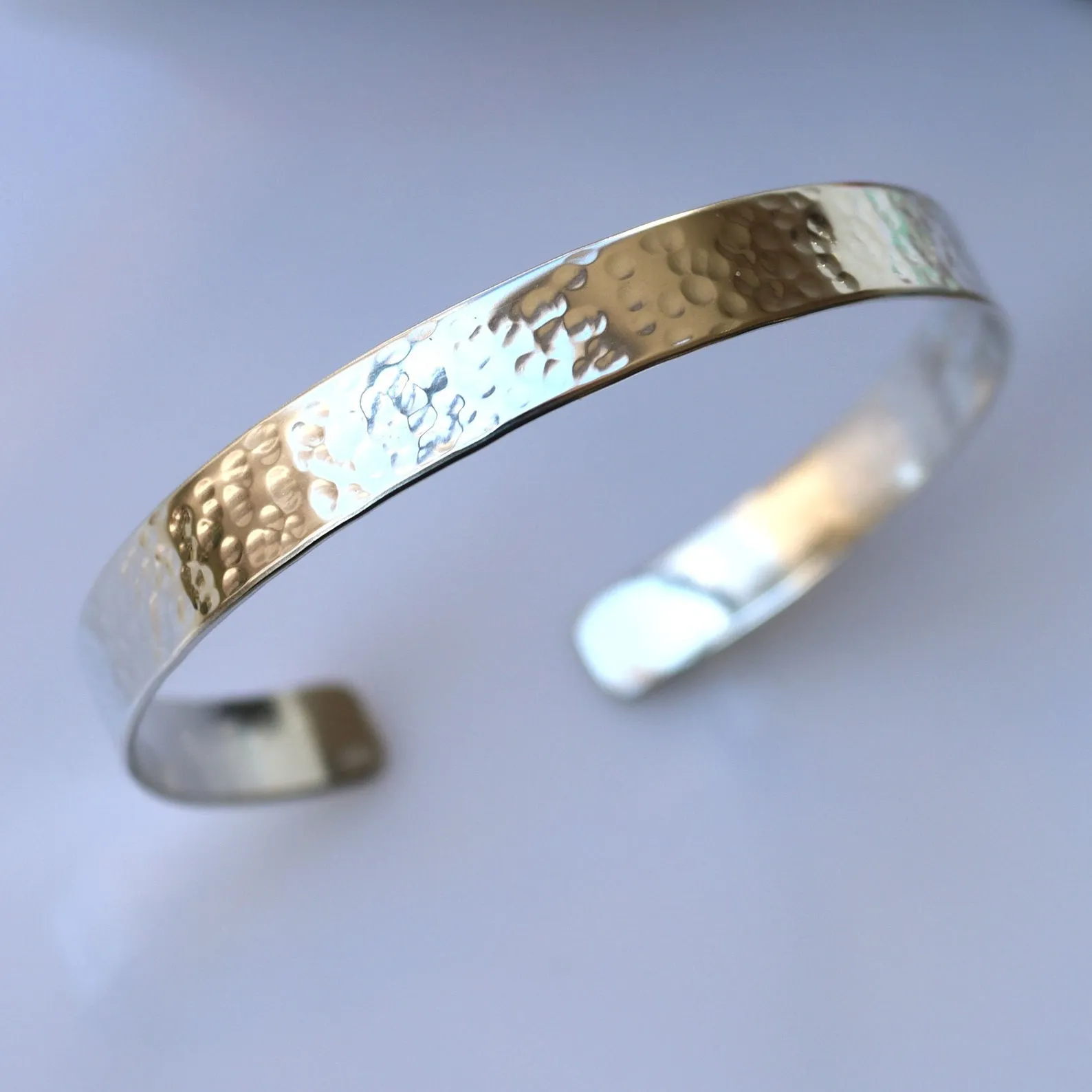 Hammered Sterling Silver Bracelet - Hidden Message Cuff