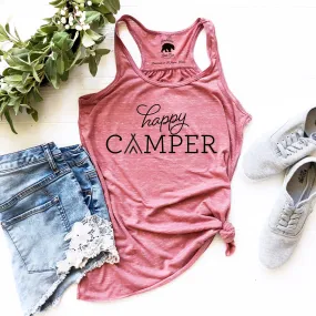 Happy Camper Script flowy racerback tank tops