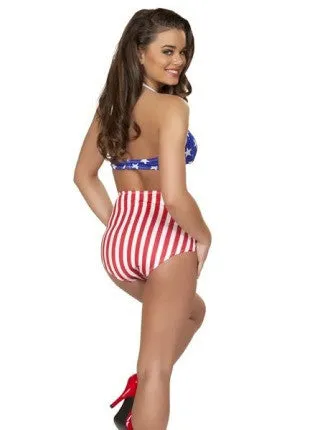 High Waisted Red-White Stripes American Shorts