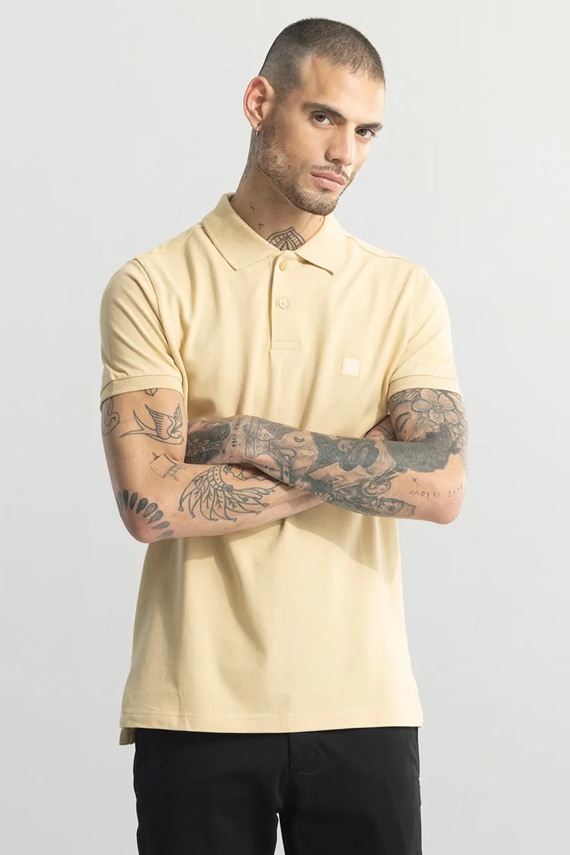 Incise Logo Beige Polo T-Shirt