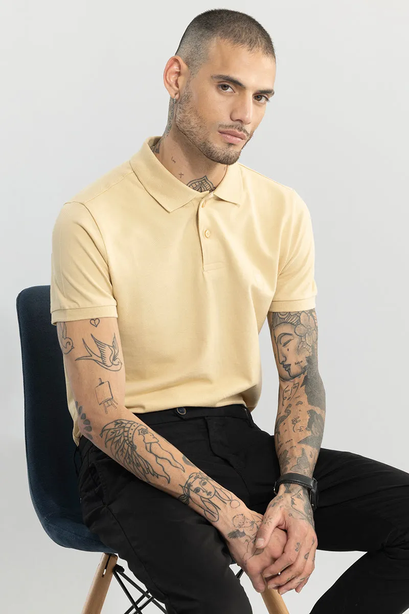 Incise Logo Beige Polo T-Shirt