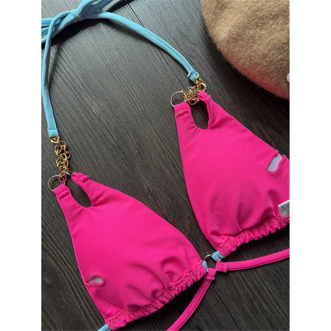 Ipanema Neckholder-Mini-Micro-Tanga-Bikini mit hohem Schnitt