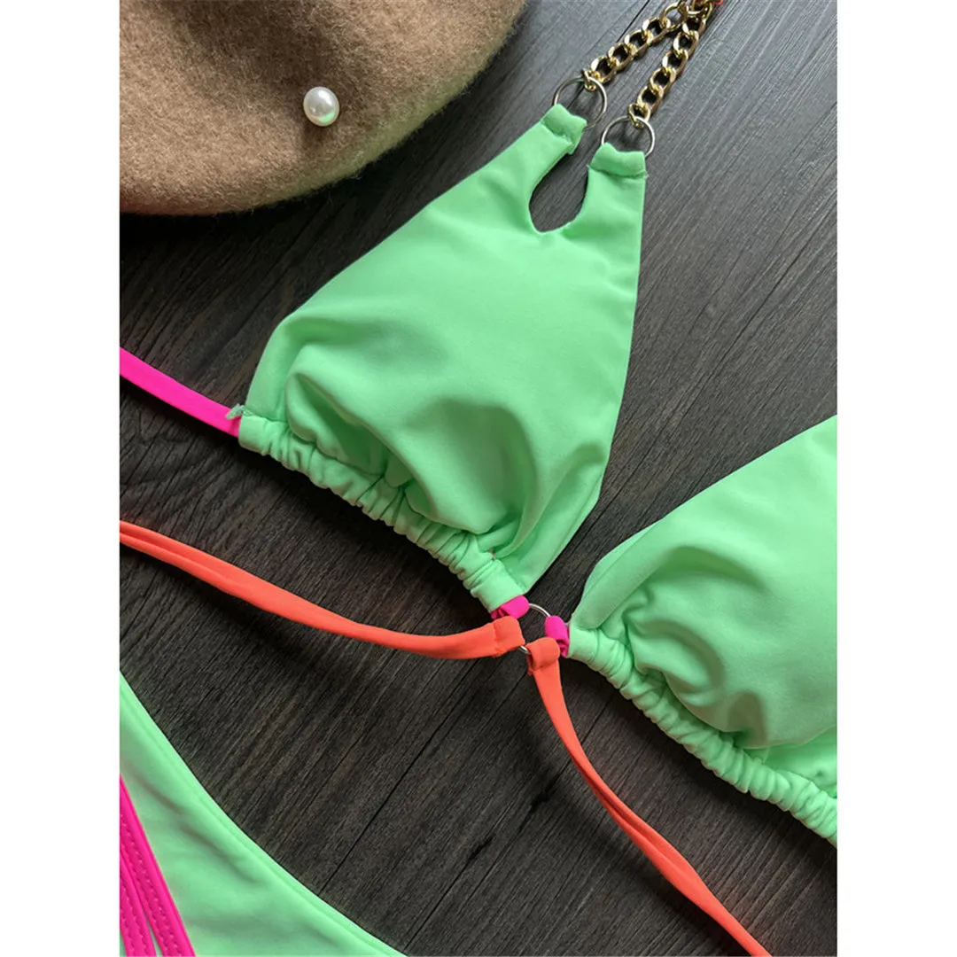 Ipanema Neckholder-Mini-Micro-Tanga-Bikini mit hohem Schnitt