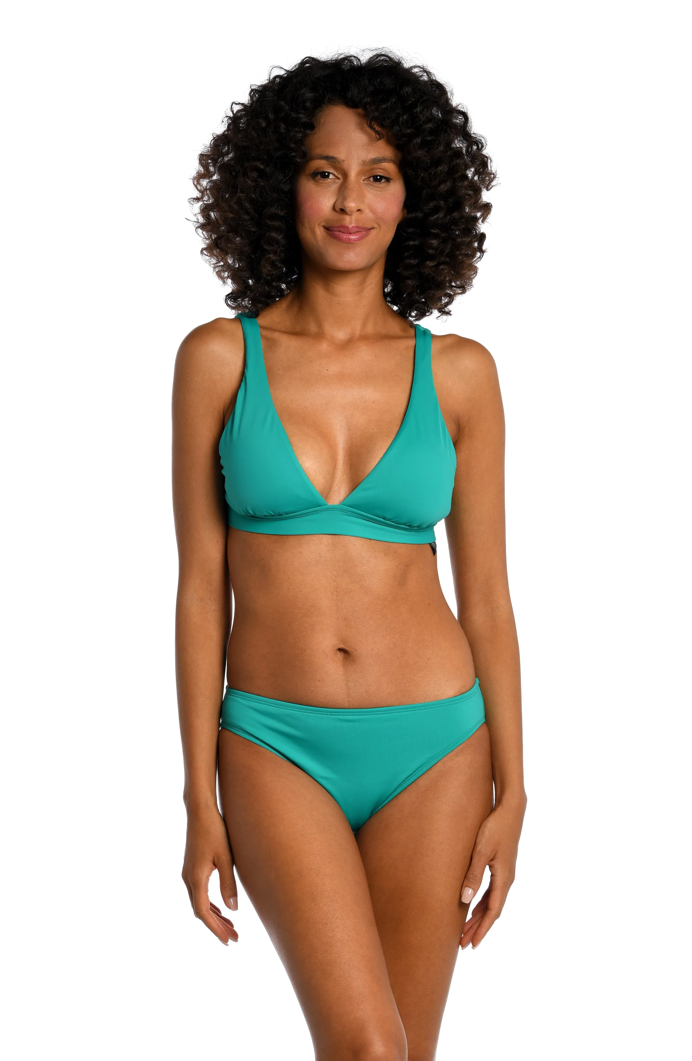 Island Goddess Banded Tall Triangle Top - Emerald - FINAL SALE