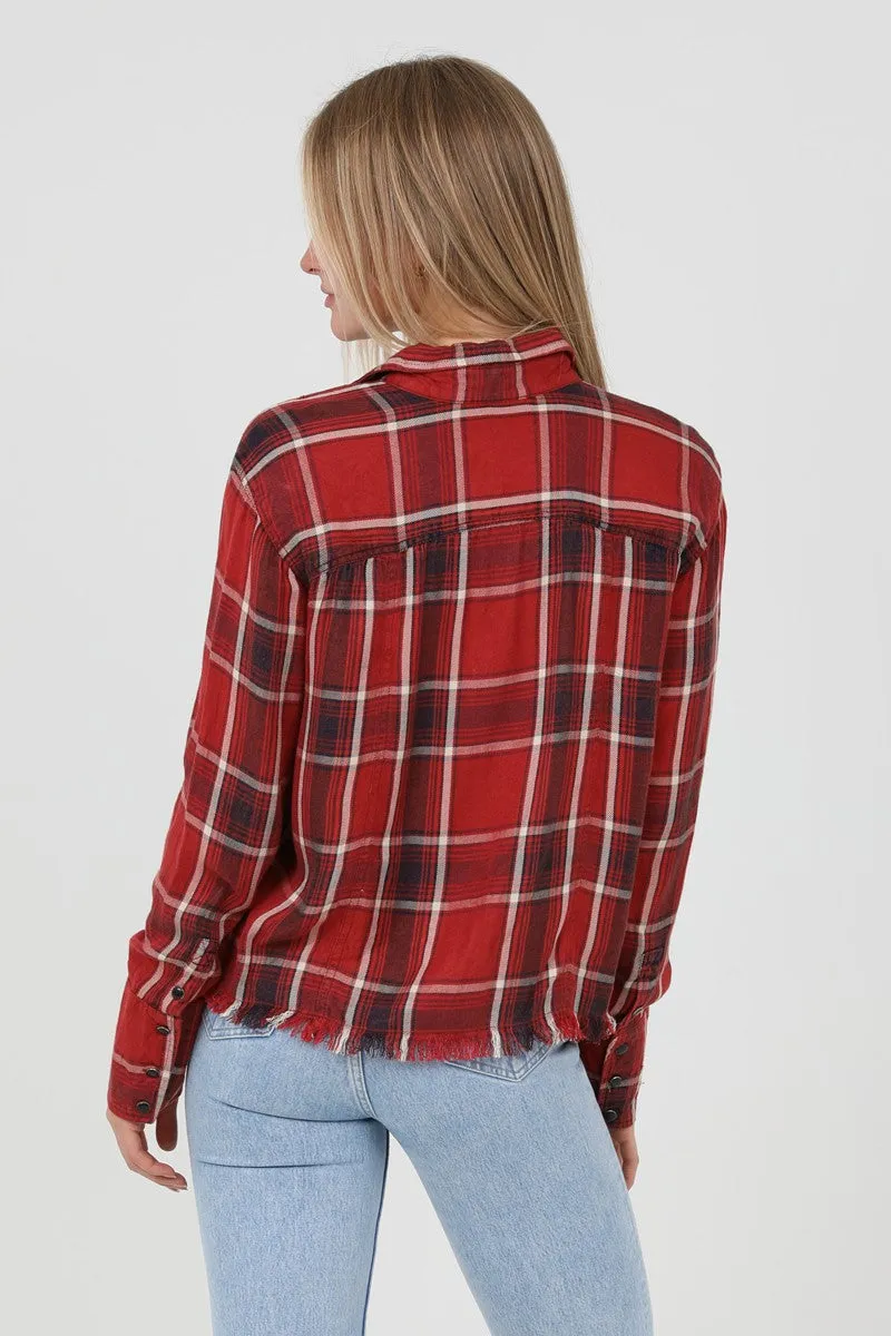 Jr Flannel - With Frayed Hem - Red