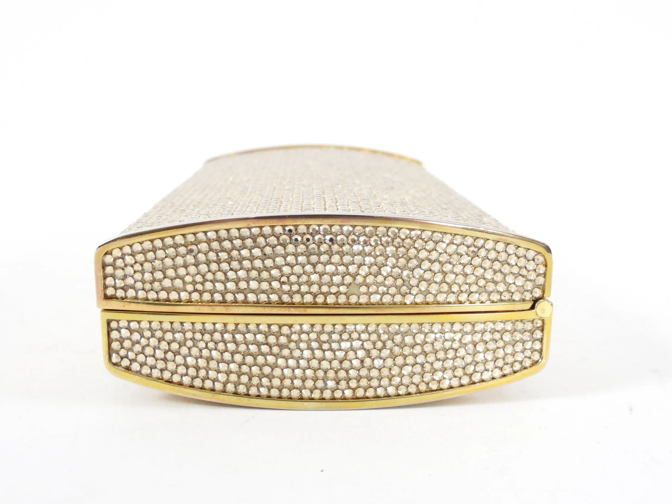 Judith Leiber Vintage Gold Strass Crystal Minaudiere Evening Bag