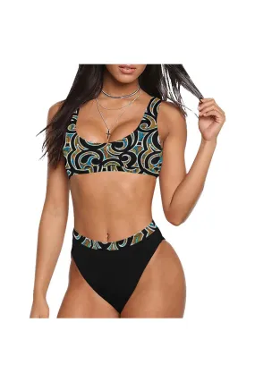 Kente Sport Top & High-Waist Bikini Swimsuit