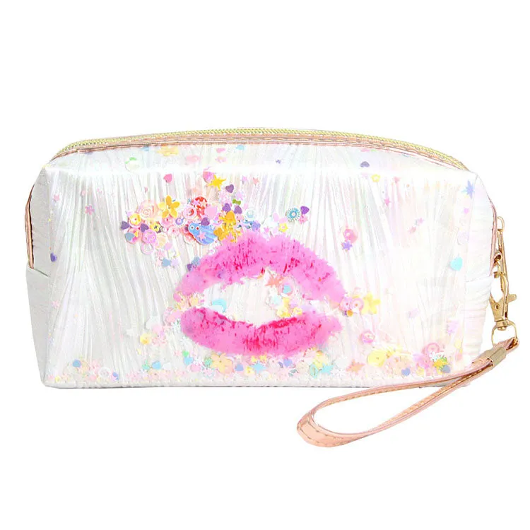 Kiss Lips Shaker Glitter Pouch Bag