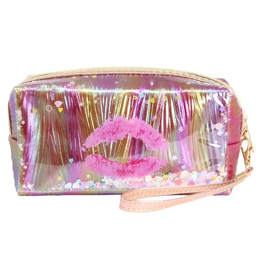 Kiss Lips Shaker Glitter Pouch Bag