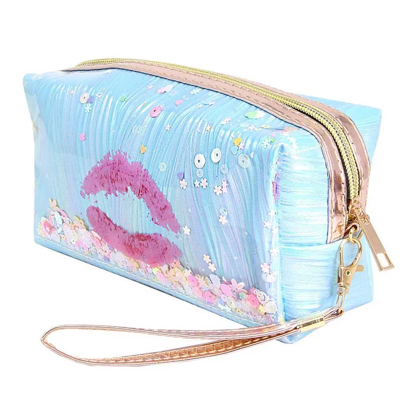 Kiss Lips Shaker Glitter Pouch Bag