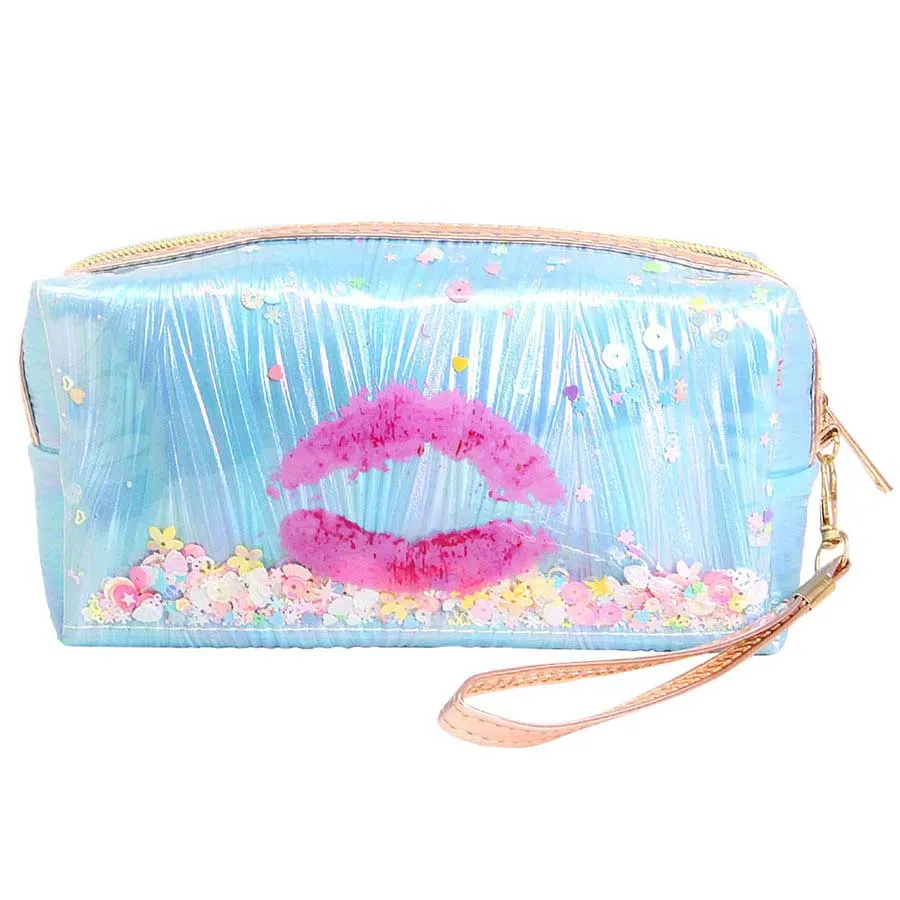 Kiss Lips Shaker Glitter Pouch Bag