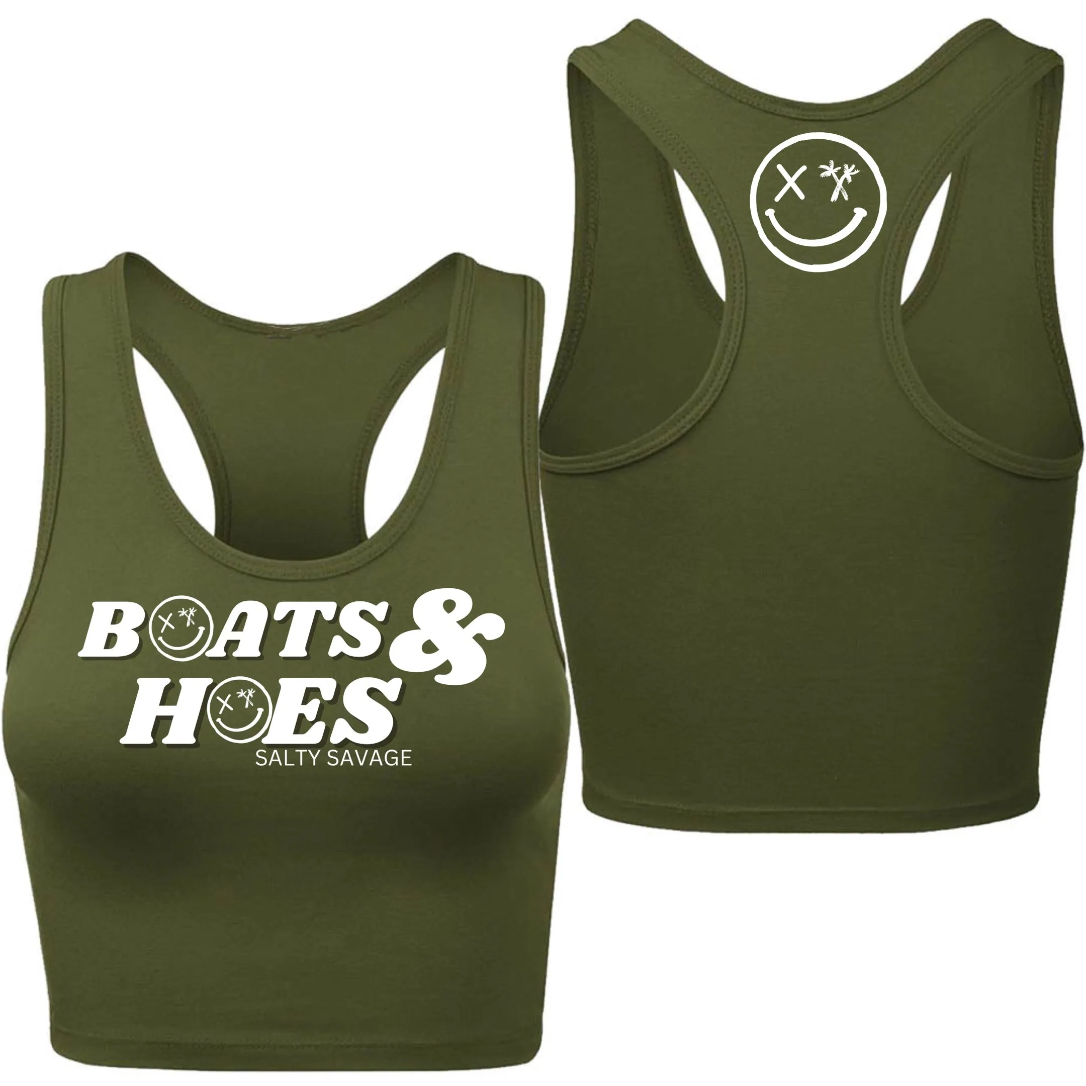 Ladies "BOATS & HOES" Racerback Crop Tank