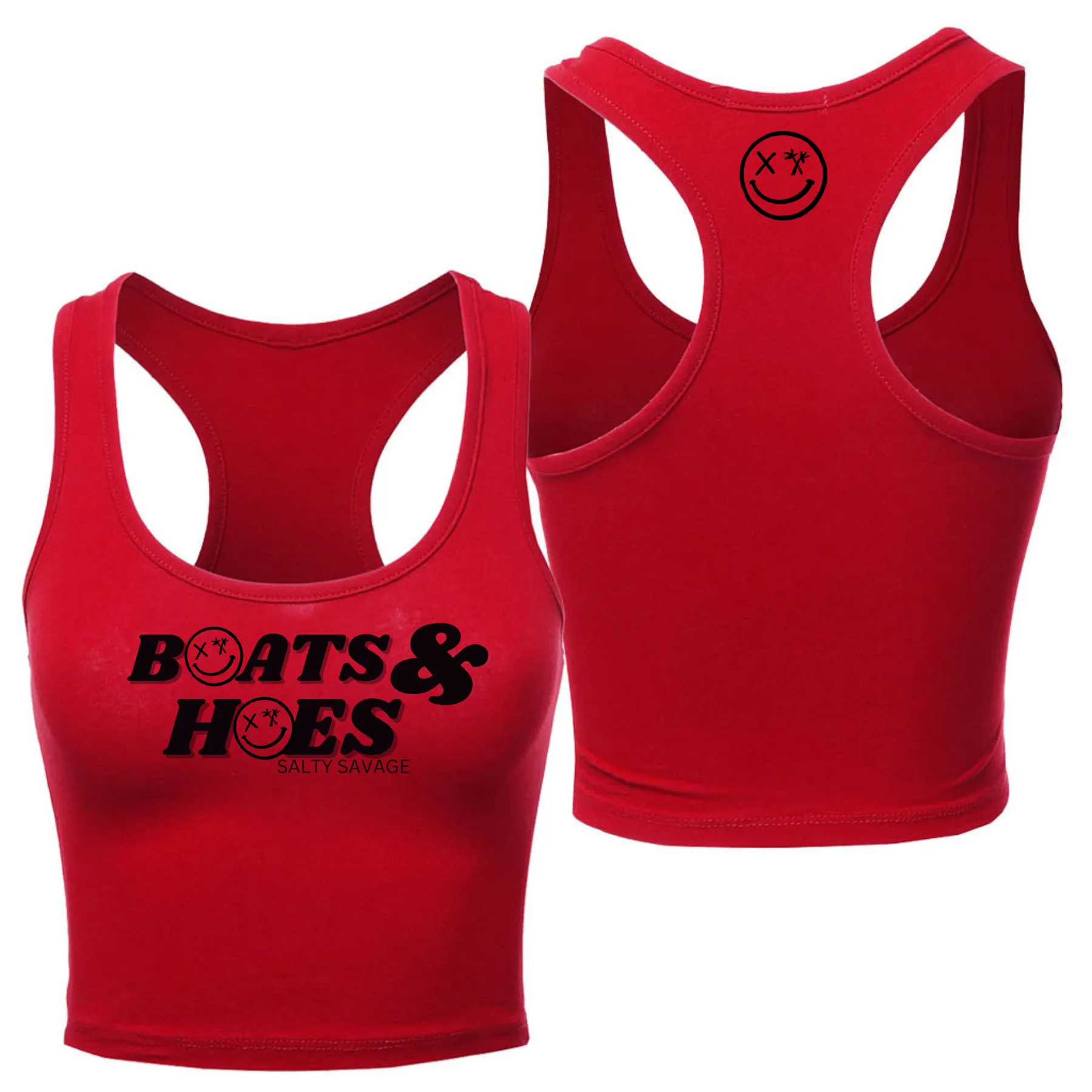 Ladies "BOATS & HOES" Racerback Crop Tank