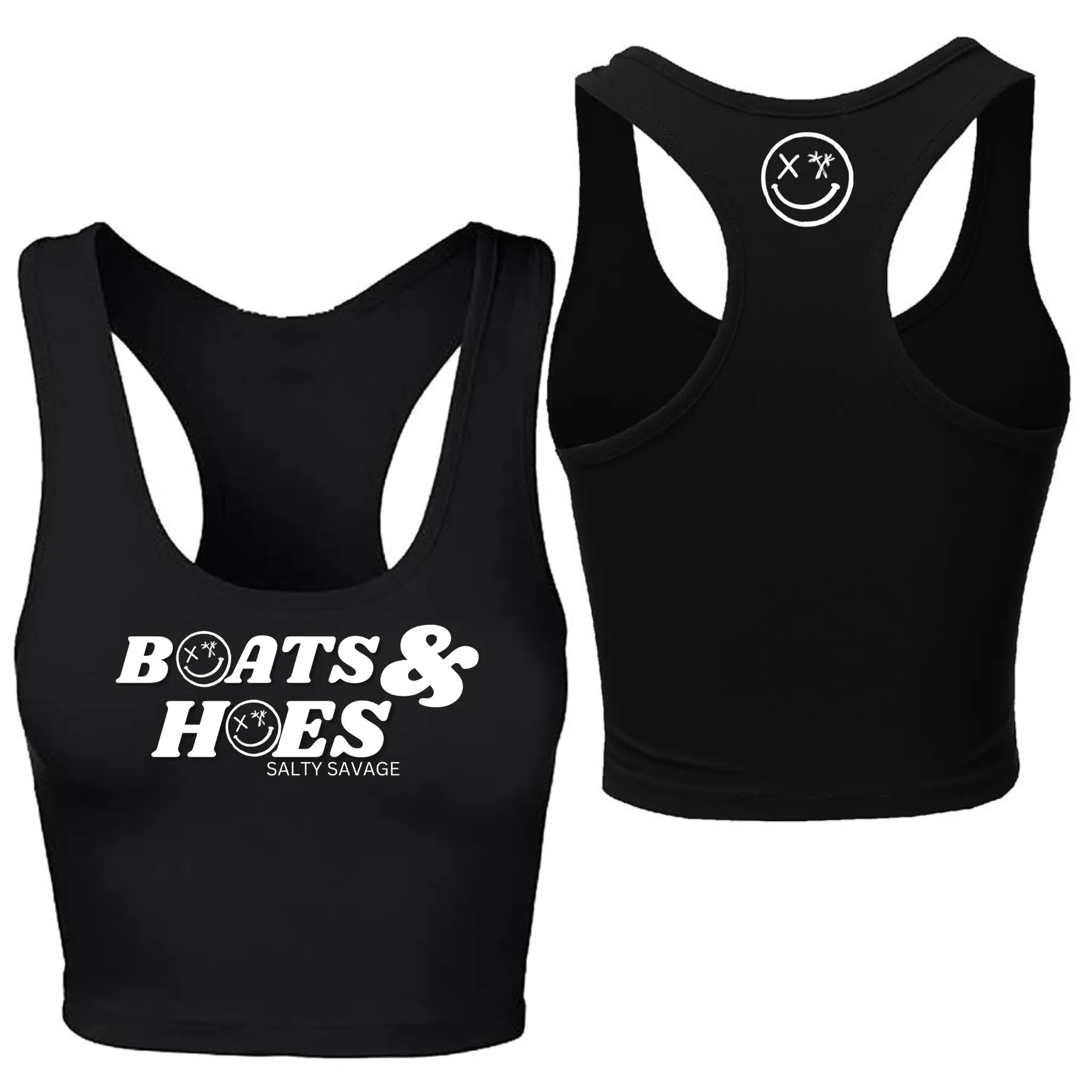 Ladies "BOATS & HOES" Racerback Crop Tank