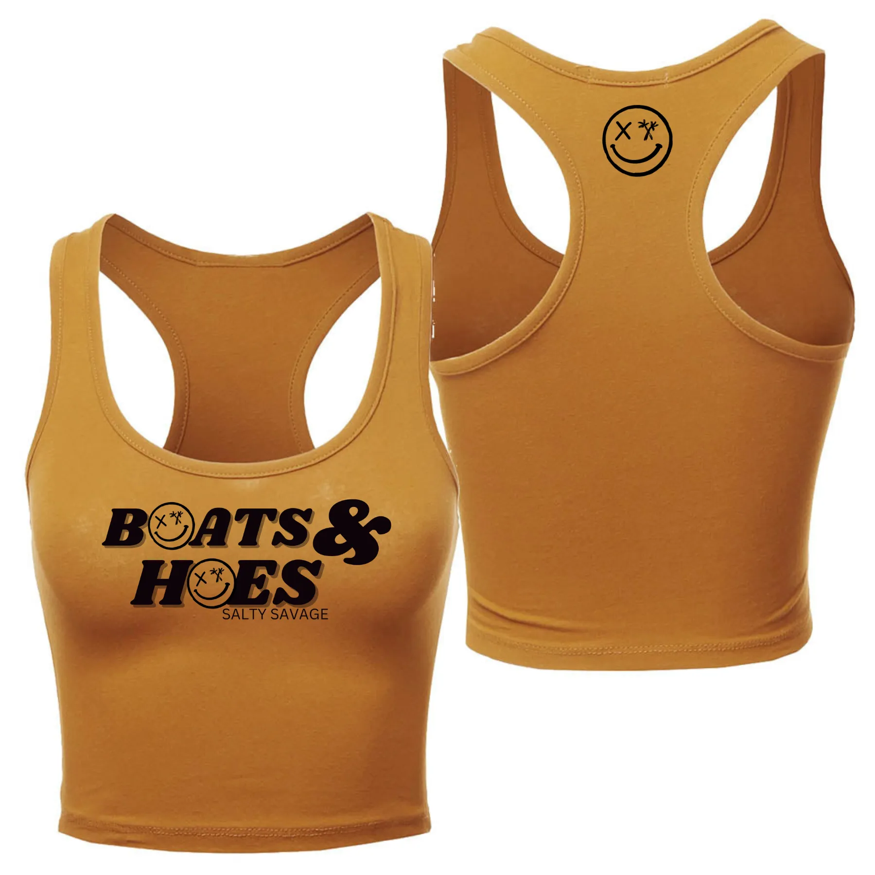 Ladies "BOATS & HOES" Racerback Crop Tank