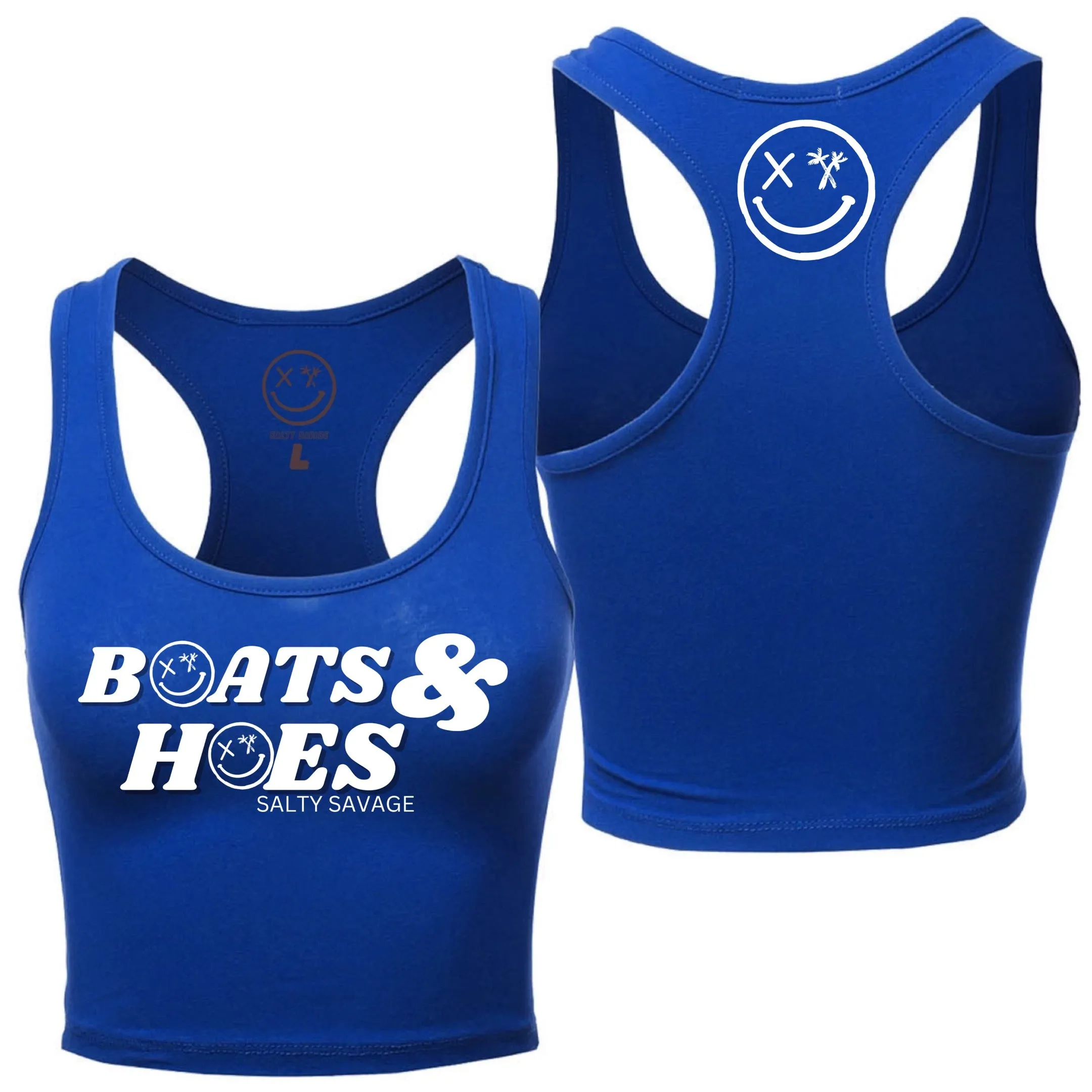 Ladies "BOATS & HOES" Racerback Crop Tank