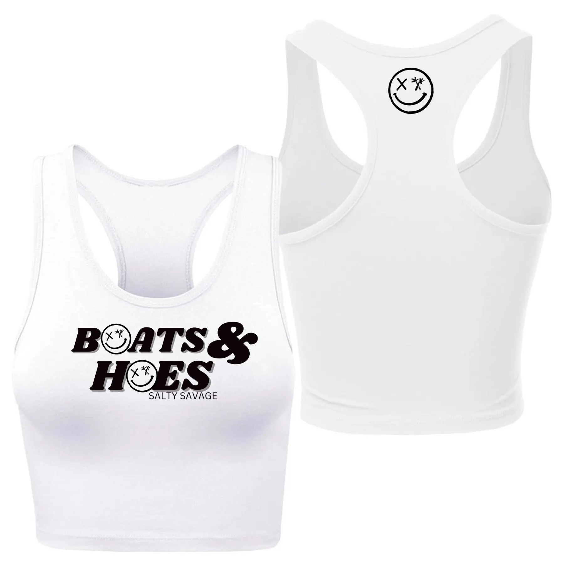 Ladies "BOATS & HOES" Racerback Crop Tank