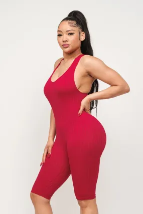 LOVESOME Seamless Ribbed Racer Back Romper