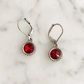 LOWRY vintage silver and red drop earrings