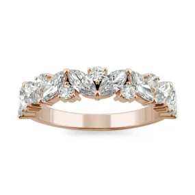 Marquise & Round Accented Anniversary Band 1.31CTW in 14K Rose Gold