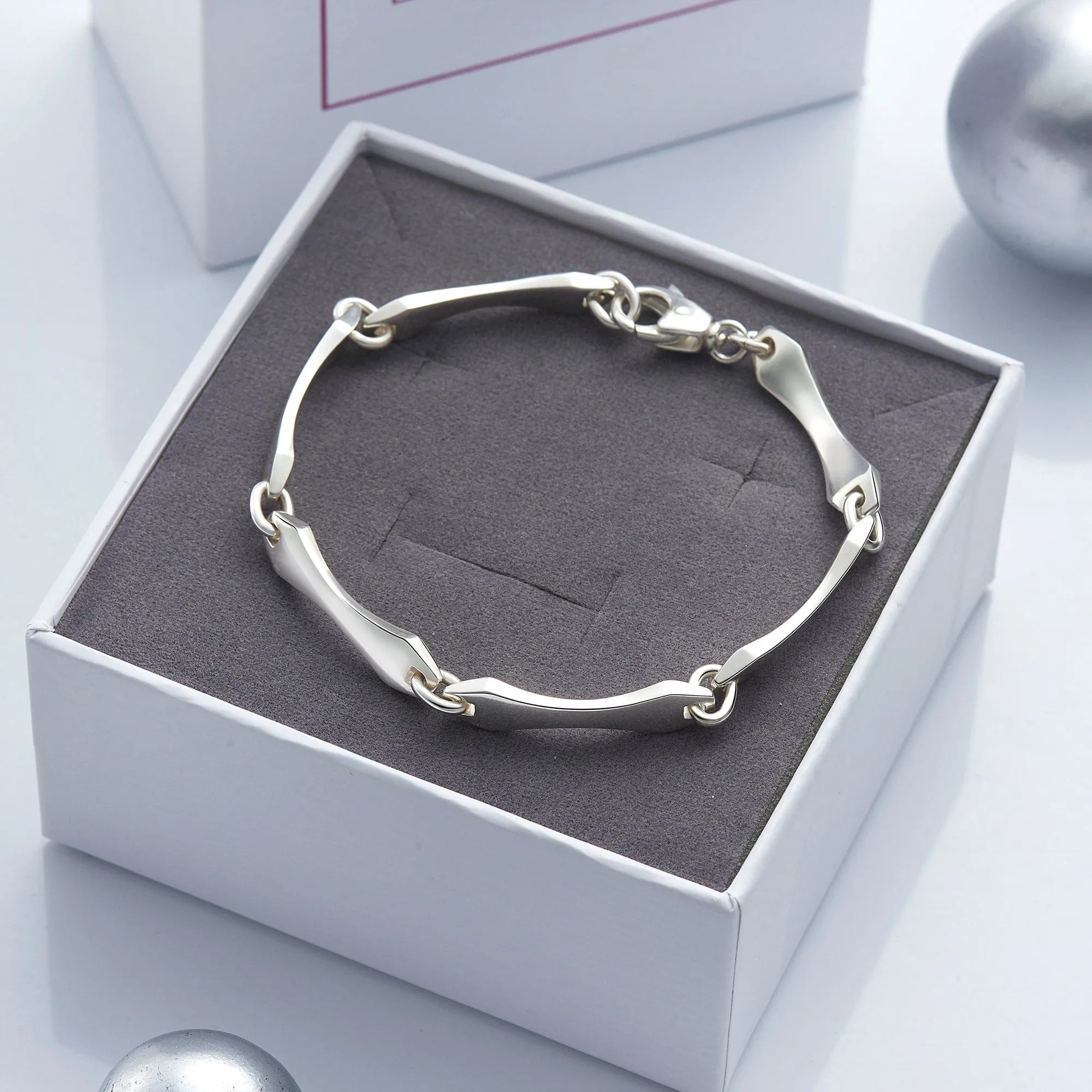 Men's Bamboo Link Sterling Silver Bracelet