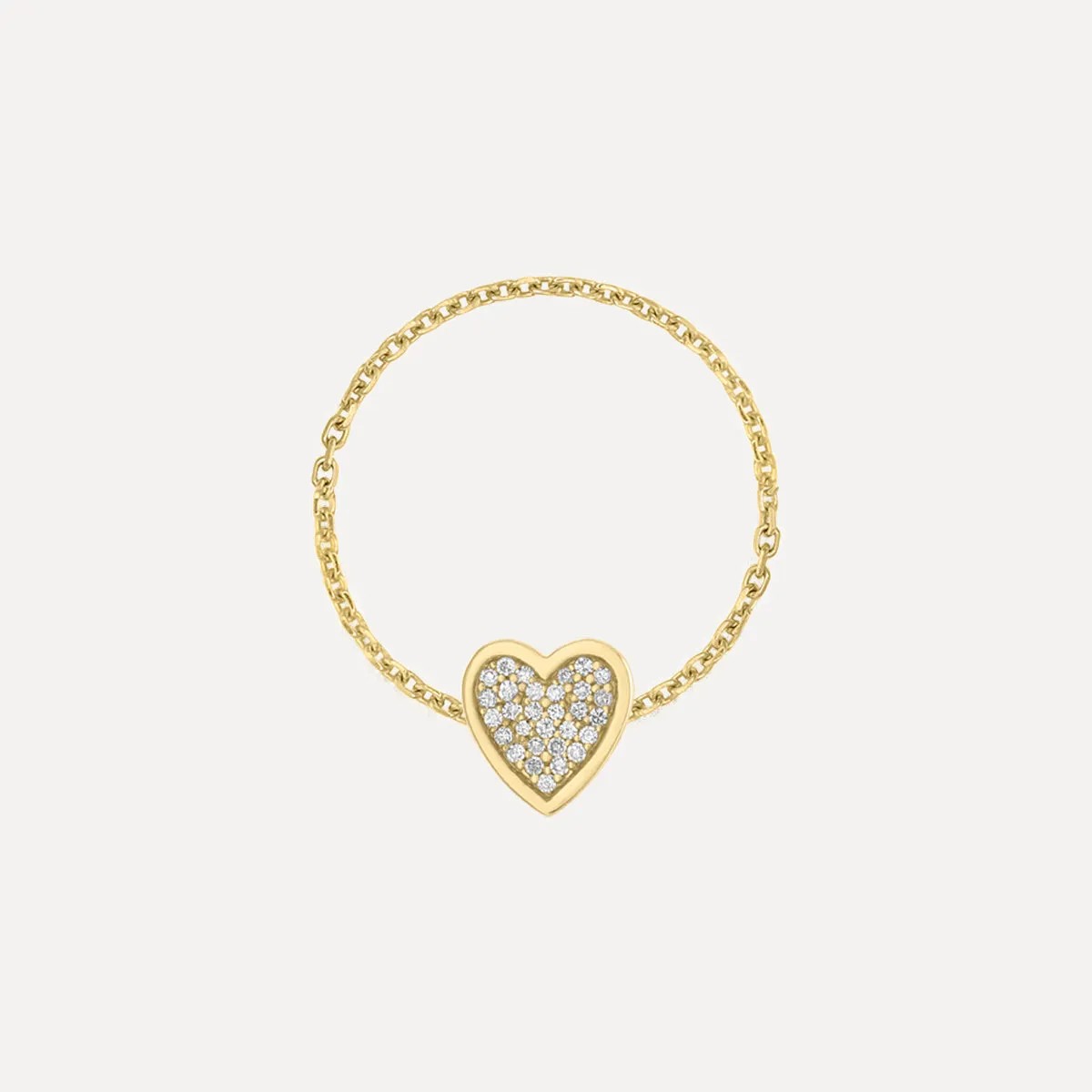 Mini Pave Heart Chain Ring