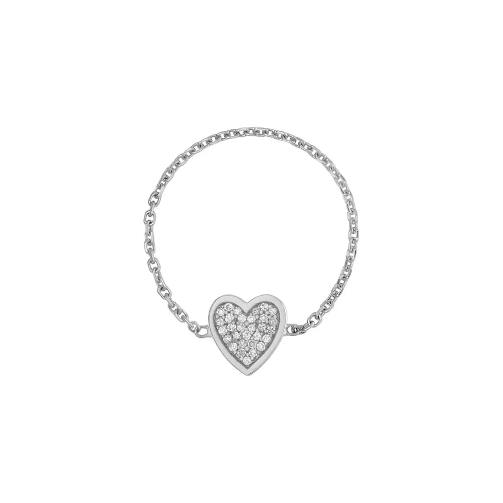 Mini Pave Heart Chain Ring