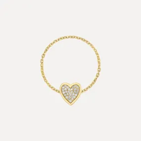 Mini Pave Heart Chain Ring