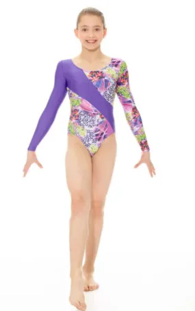 Mondor 17873 Adult Small Purple Mix L/S  Gym Leotard