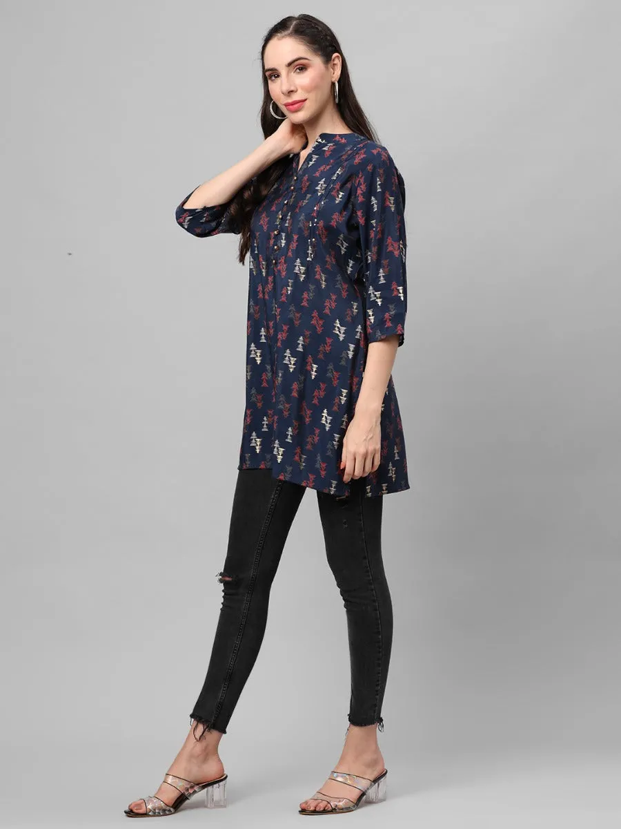 Navy Abstract Printed Tunic