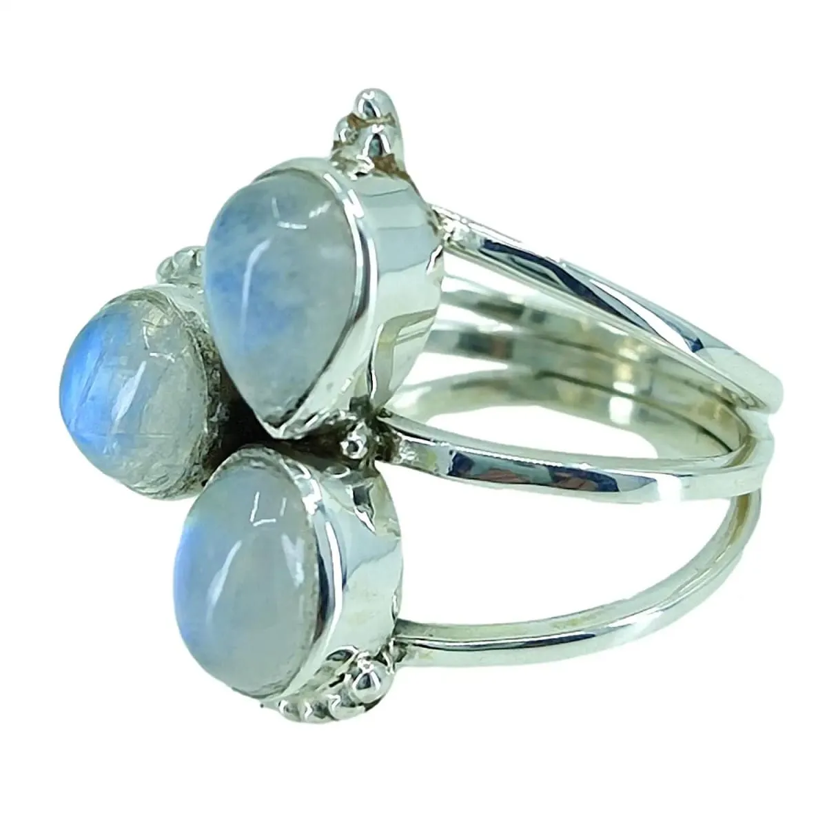 Navya Craft Rainbow Moonstone 925 Solid Sterling Silver Handmade Women Statement Ring June birthstone Jewelry, Boho Ring Sizes 4 to 13