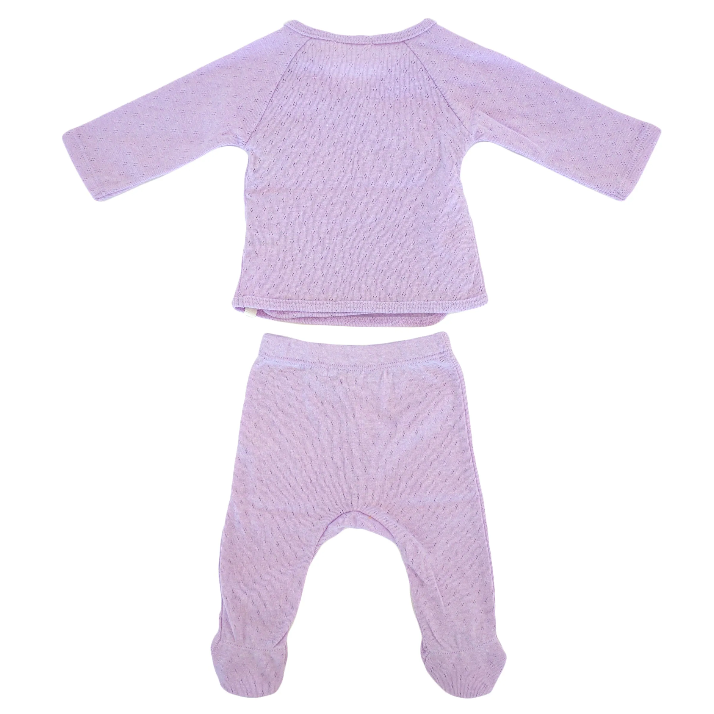 oh baby! Pointelle Kimono Footie Set - Lilac Heather