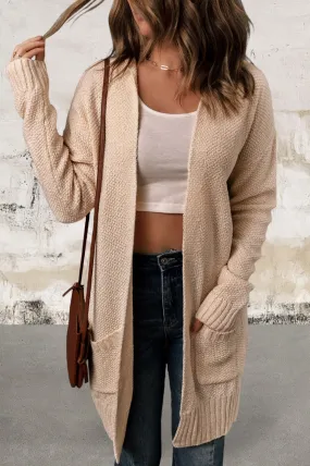 Open front Knit Hooded Cardigan