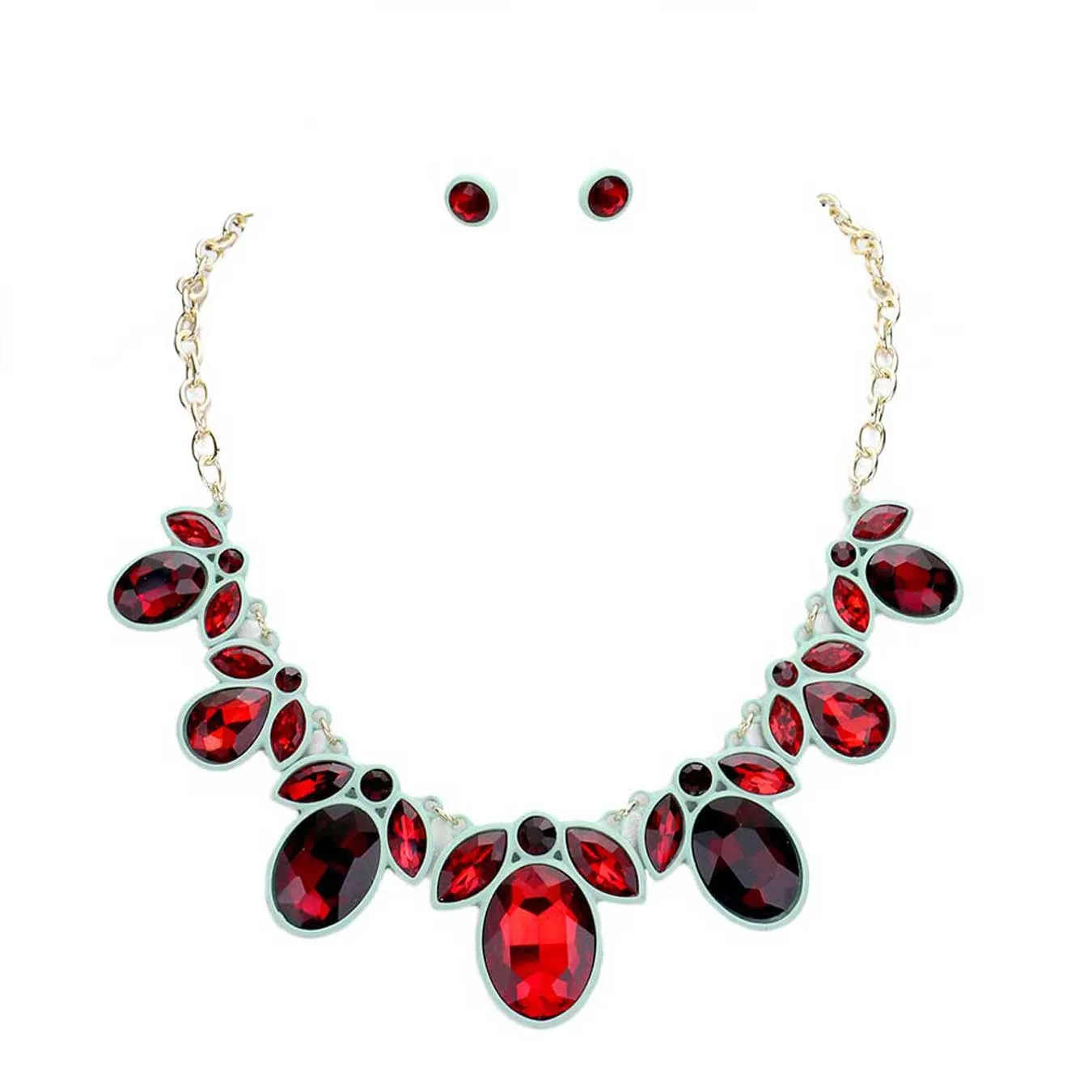 Oval Marquise Glass Crystal Collar Necklace