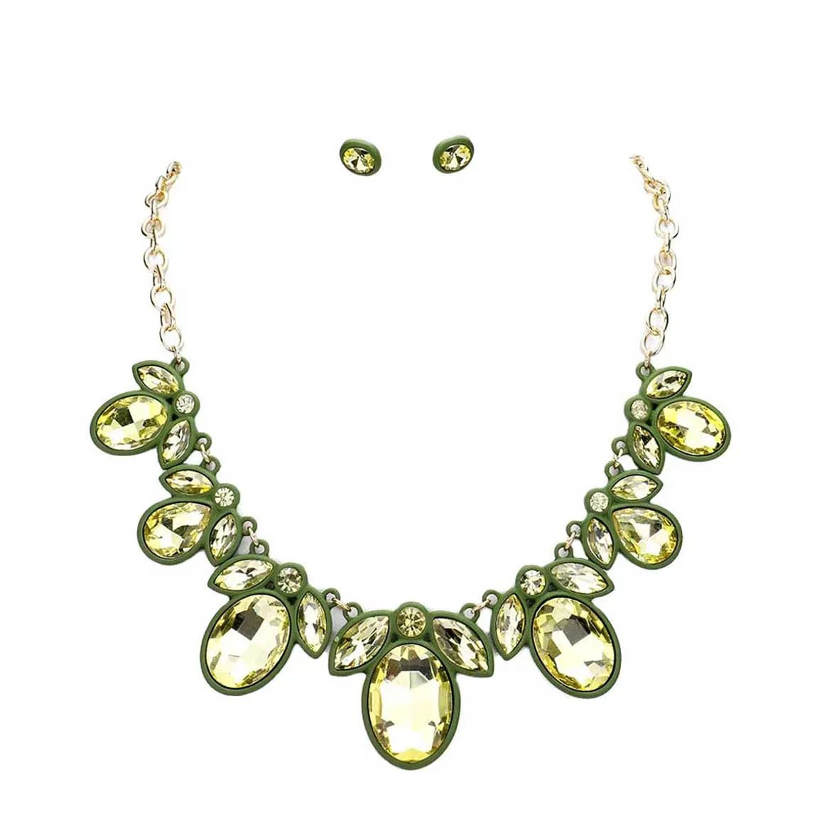 Oval Marquise Glass Crystal Collar Necklace