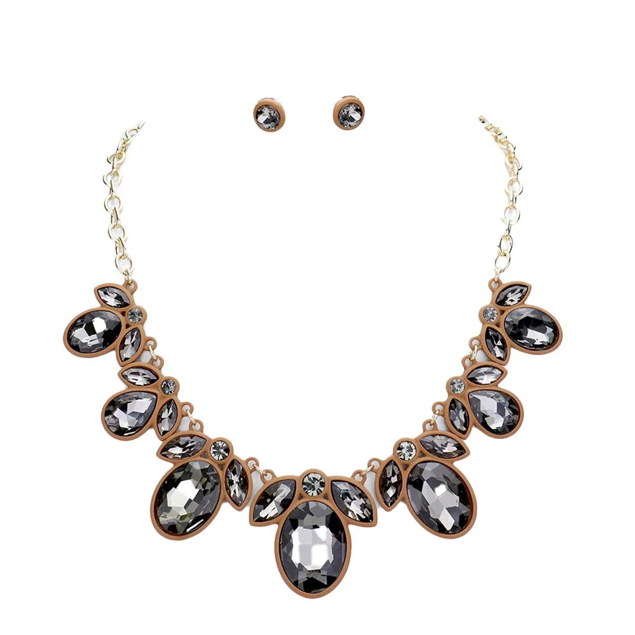 Oval Marquise Glass Crystal Collar Necklace