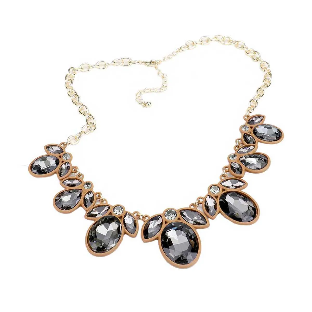 Oval Marquise Glass Crystal Collar Necklace