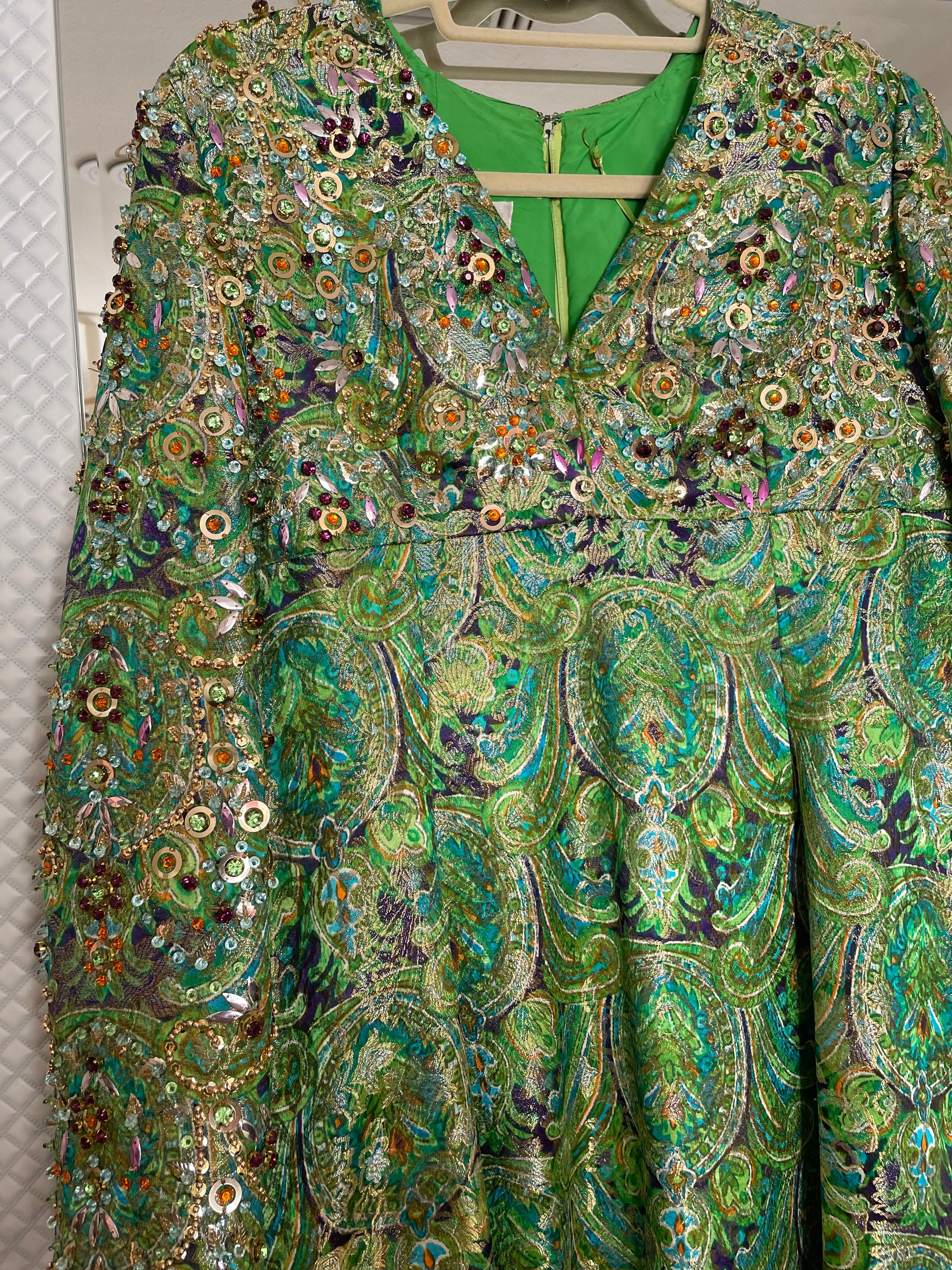 Paisley Silk Brocade Evening Gown by Elinor Simmons