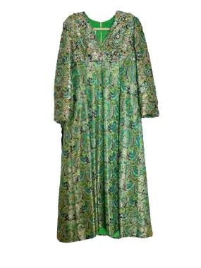 Paisley Silk Brocade Evening Gown by Elinor Simmons