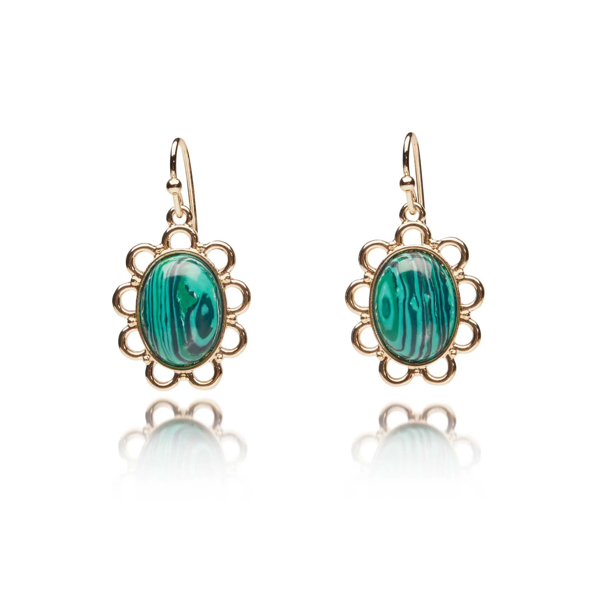 Peacock Green Drop Earrings: Ornate Regency Earrings