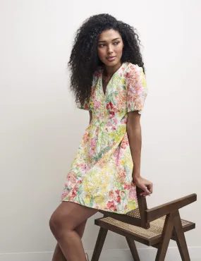 Petite Multi Floral Broderie Mietta Mini Dress