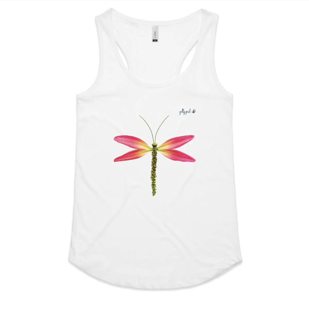 Pink Lily Dragonfly Racerback Singlet