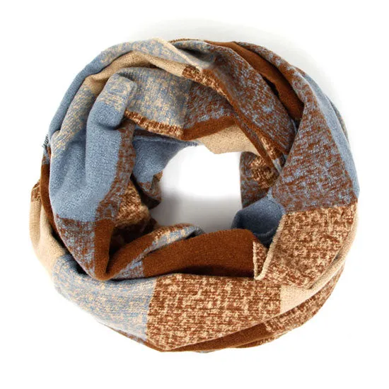 Plaid Boucle Warm Comfy Winter Infinity Scarf