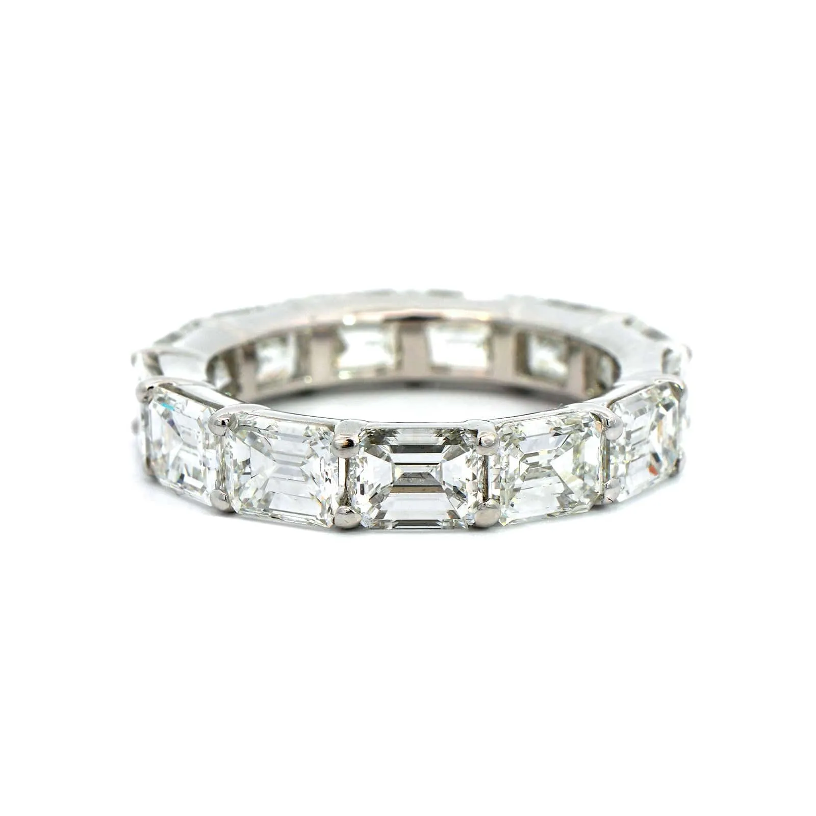 Platinum Shared Prong Emerald Cut Diamond Eternity Band