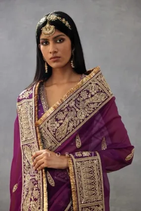 Purple Refined Organza Silk Rich Designer Saree